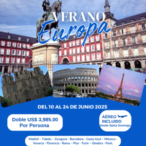 Verano Europa 2025 // Del 10 al 24 de junio 2025//Desde USD$3,985.00 por persona ocupacion doble
